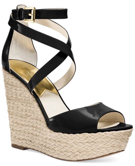 michael kors black wedges women.